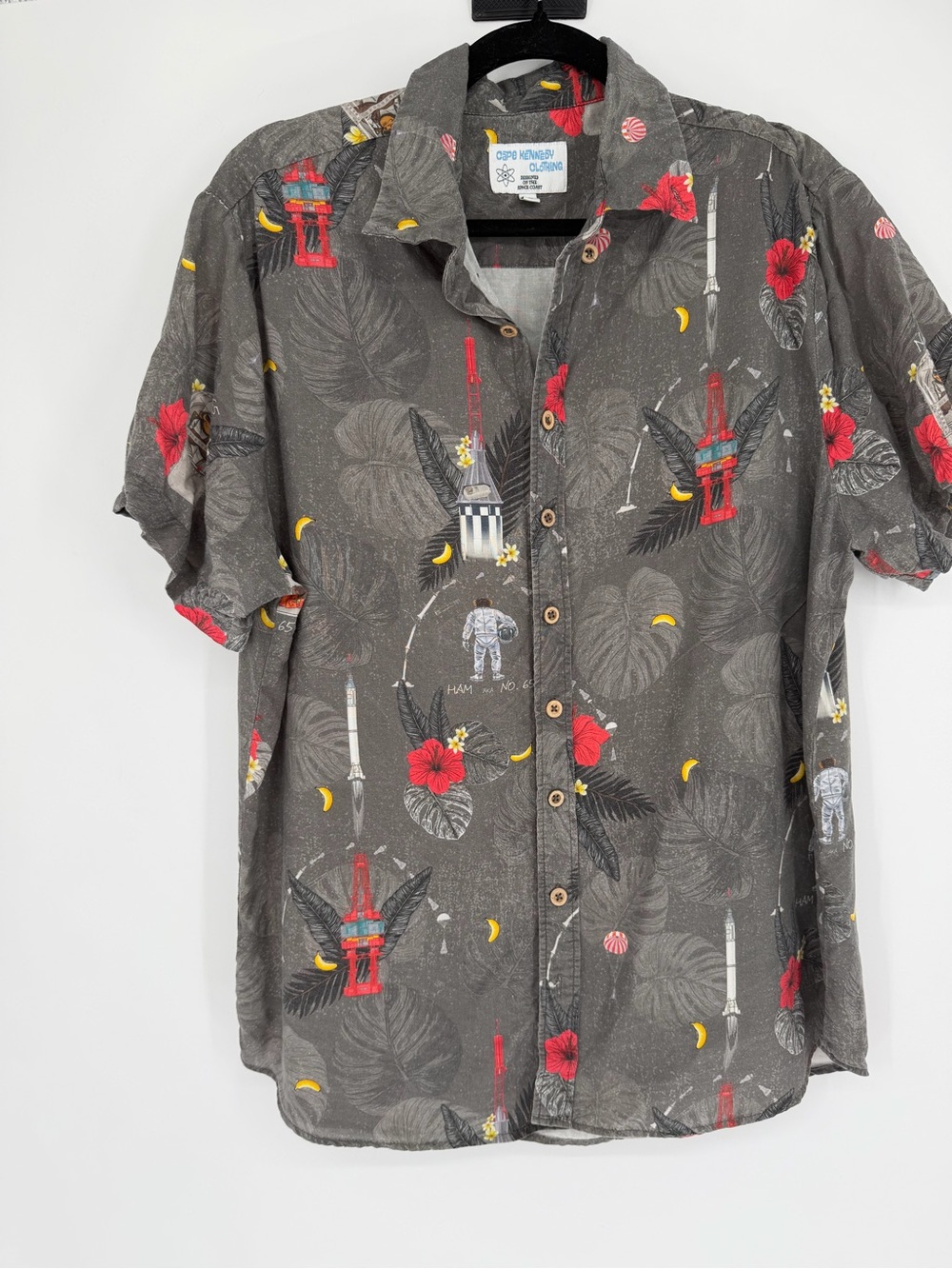 NASA Cape Kennedy Space size large Spacechimp button down